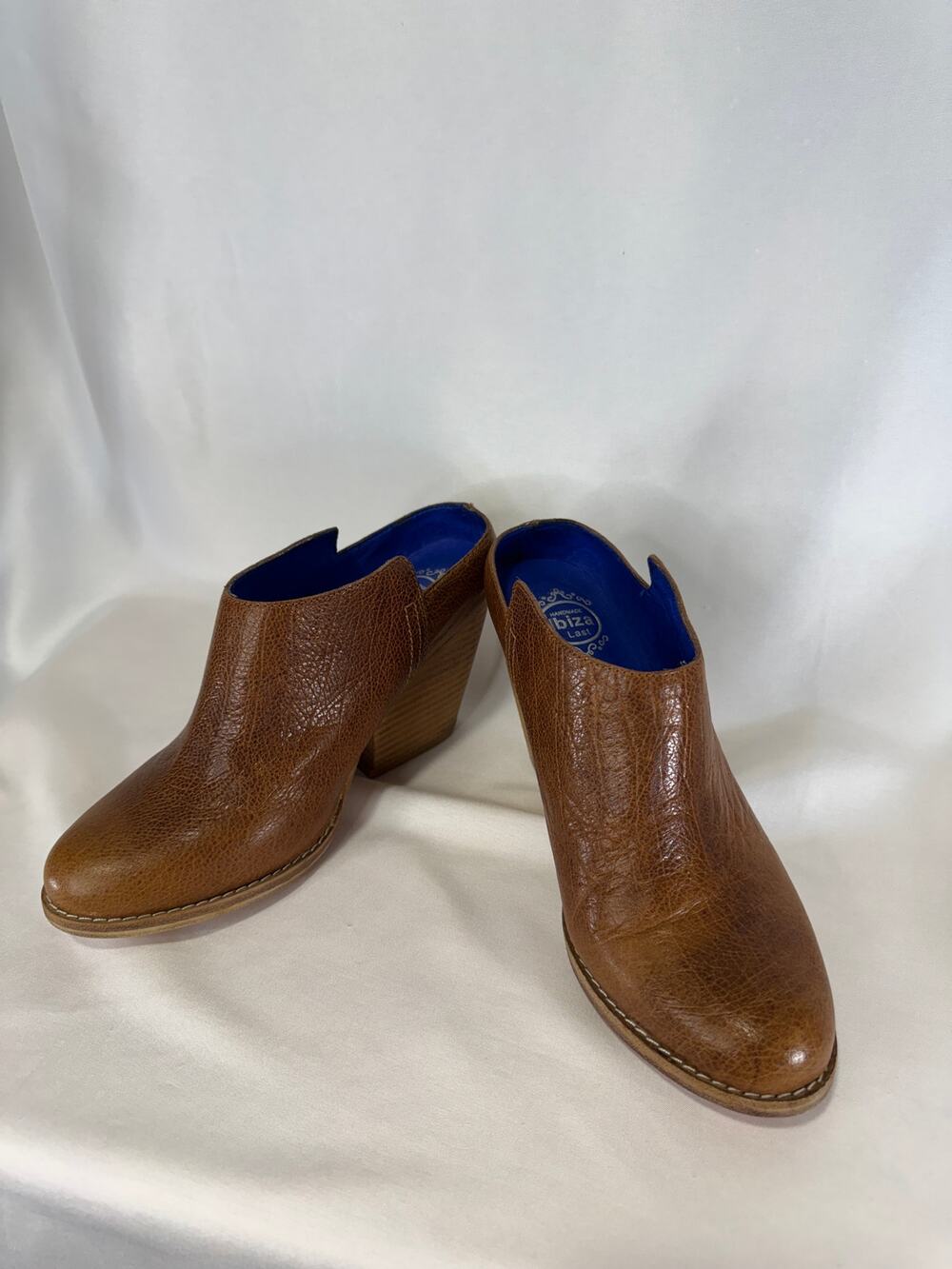 Jeffrey Campbell Handmade Ibiza Last Brown Leather Mule Booties Chunky Heel
